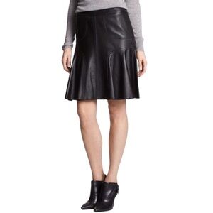 HALOGEN Black Leather A Line Skirt Buttery Soft Moto Mob wife size 10 Party Work